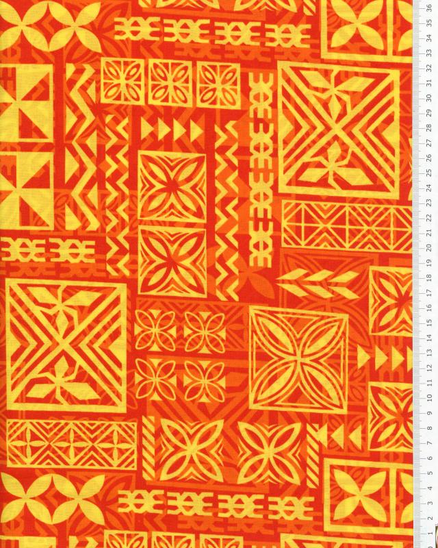 Polynesian fabric TANE Orange - Tissushop